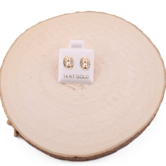 Lady Of Guadalupe Jewelry - Women's 14K Two-Tone Gold Our Lady of Guadalupe Stud Earrings Religious Design**